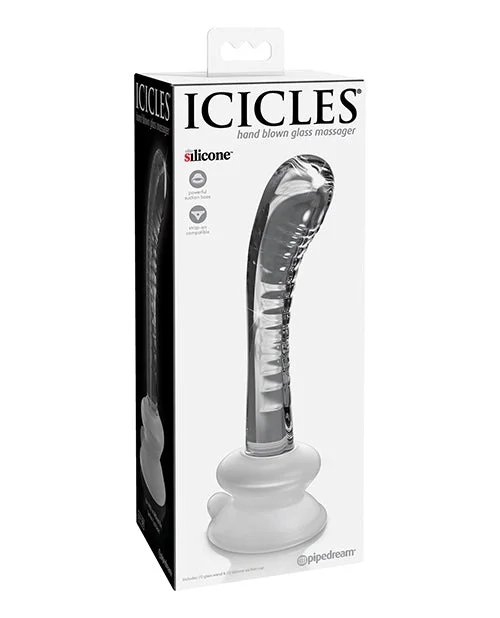 straight glass red dildo-Icicles No. 88 Hand Blown Glass G-spot Massager W-suction Cup -  Clear