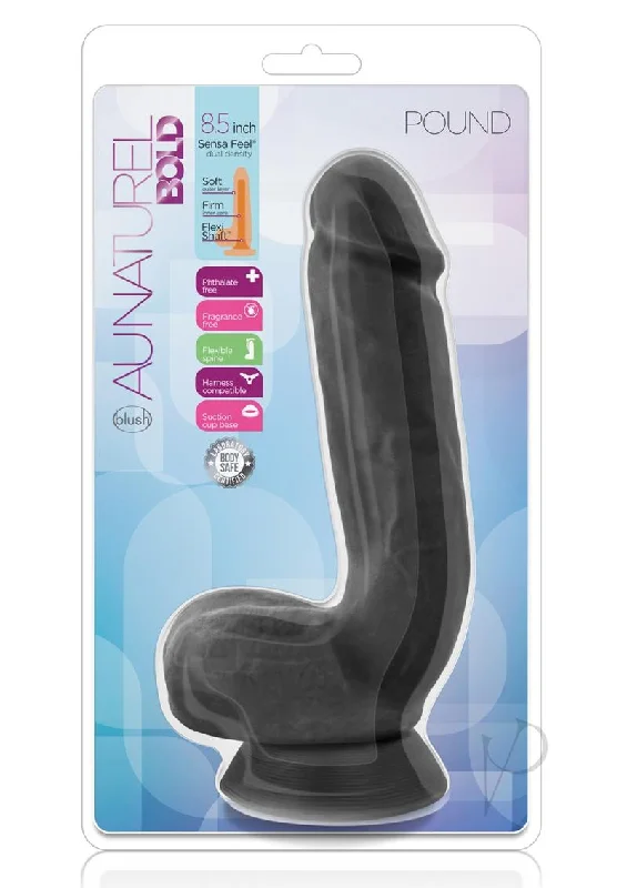 bumpy rubber textured dildo-Au Naturel Bold Pound Dildo 8.5 Blk