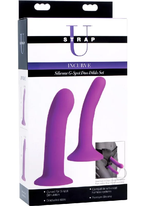 thick rubber silver dildo-Strap U Incurve Gspot Duo Dildo Set