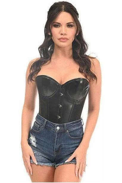 corset for waistline reduction-Queen Lavish Wet Look Underwire Corset