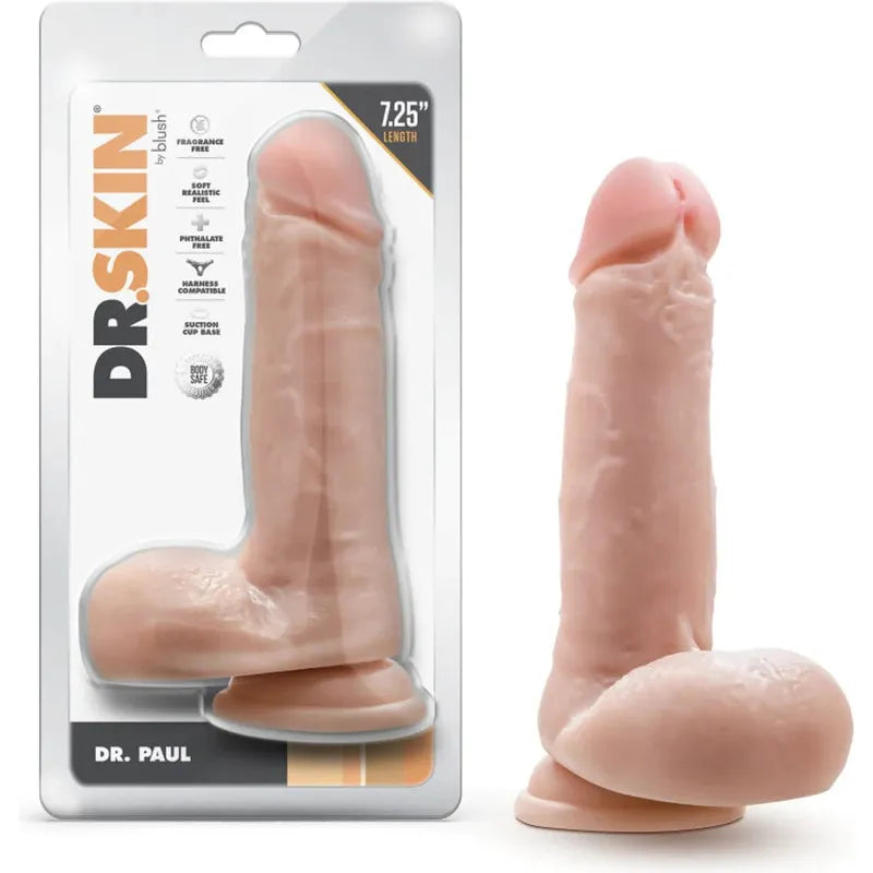 fantasy rubber glossy dildo-Dildo - Dr. Skin - Dr. Paul 7,25 pouces avec testicule