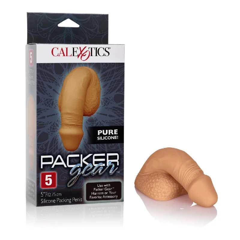 thin rubber smooth dildo-Packer Gear 5in Silicone Penis Tan