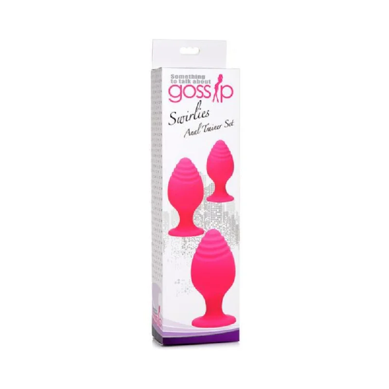 Anal toys with snug fit-Gossip Swirlies Anal Plug Trio Set Silicone Magenta