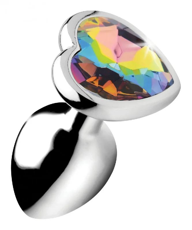 Anal toys with big charge-Rainbow Prism Heart Anal Plug