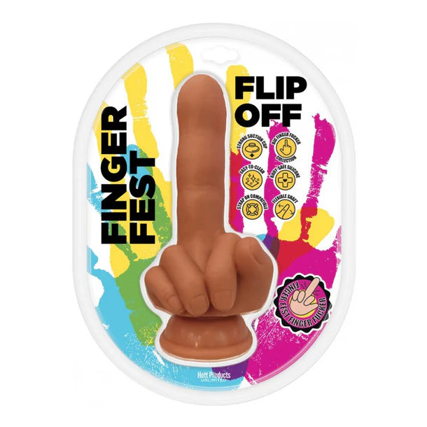 curved rubber pink dildo-Finger Fest Dildo Flip Off by Hott Products