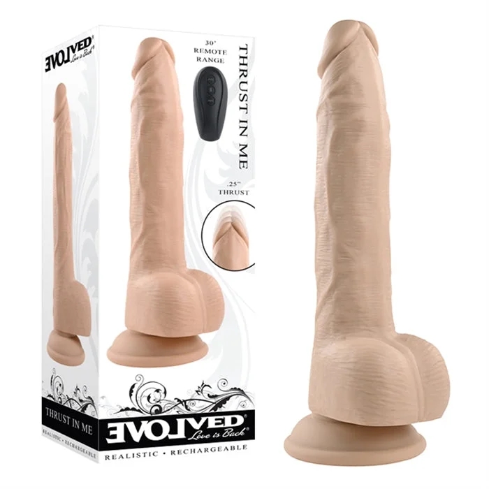 flexible rubber thick dildo-Thrust In Me Vibrating Dildo with Remote 9.25" by Evolved