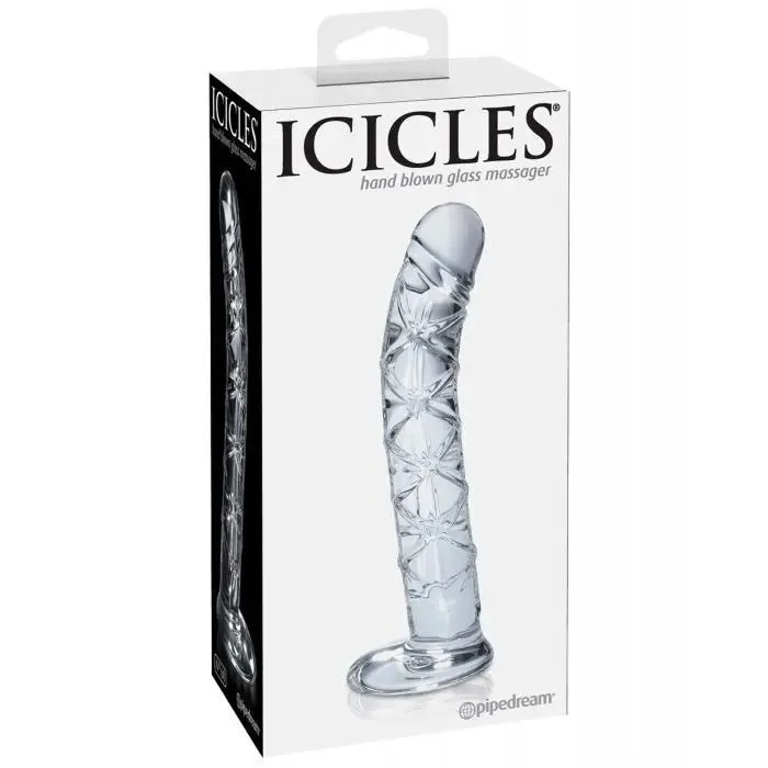 ribbed rubber gold dildo-Hand Blown Glass Dildo - Icicles No. 60