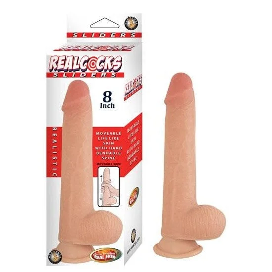 lifelike silicone curved dildo-Realcocks Sliders 8in Flesh