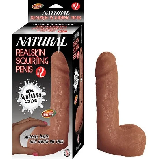 realistic rubber straight dildo-Natural Realskin Squirting Penis #2 Brown