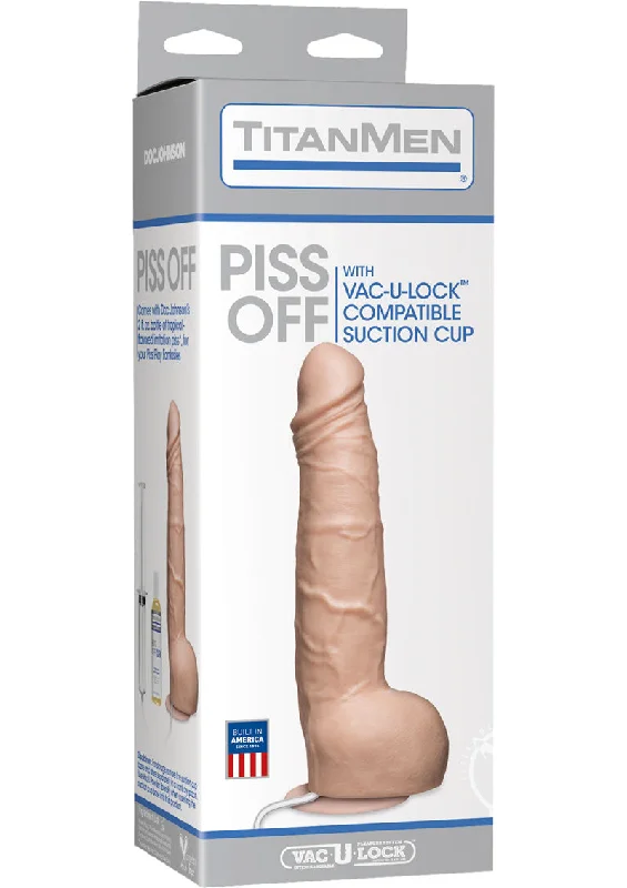 vibrating silicone red dildo-Titanmen Piss Off Vaculock Dildo Vanilla