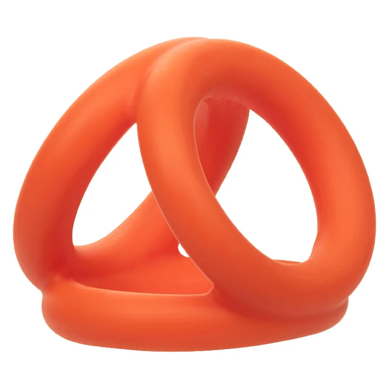 cock ring with faint play-Alpha Liquid Silicone Tri-Ring - Orange  Orange