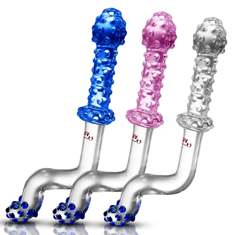 Anal toys for long joy-LeLuv Glass Slim Juicer Crank Handle Pearly Anal Toy