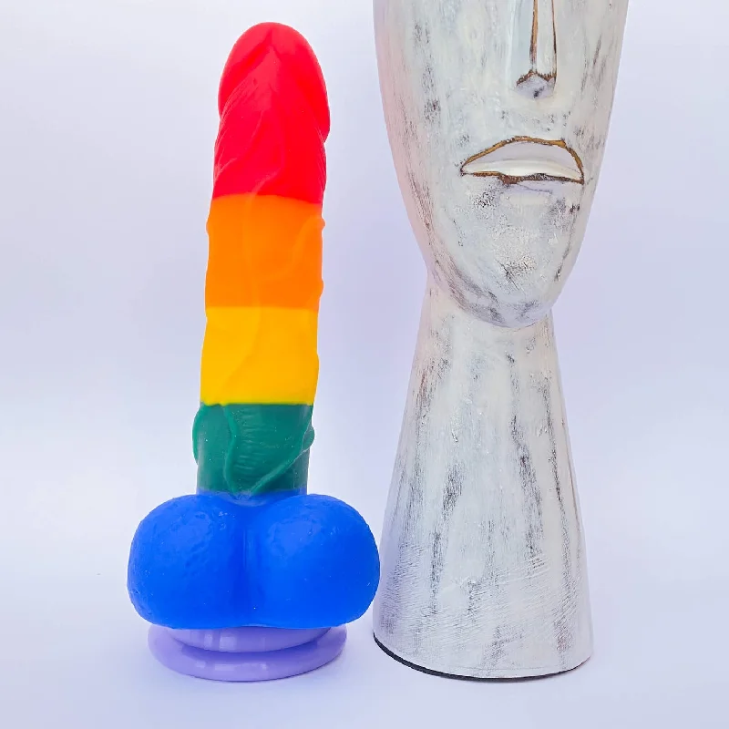 vibrating rubber thick dildo-Colorful Rainbow Dildo With Suction Cup - 21cm