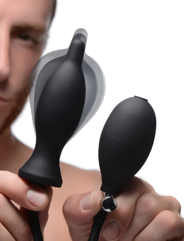 Anal toys with juice pack-Dark Inflator Silicone Inflatable Anal Plug