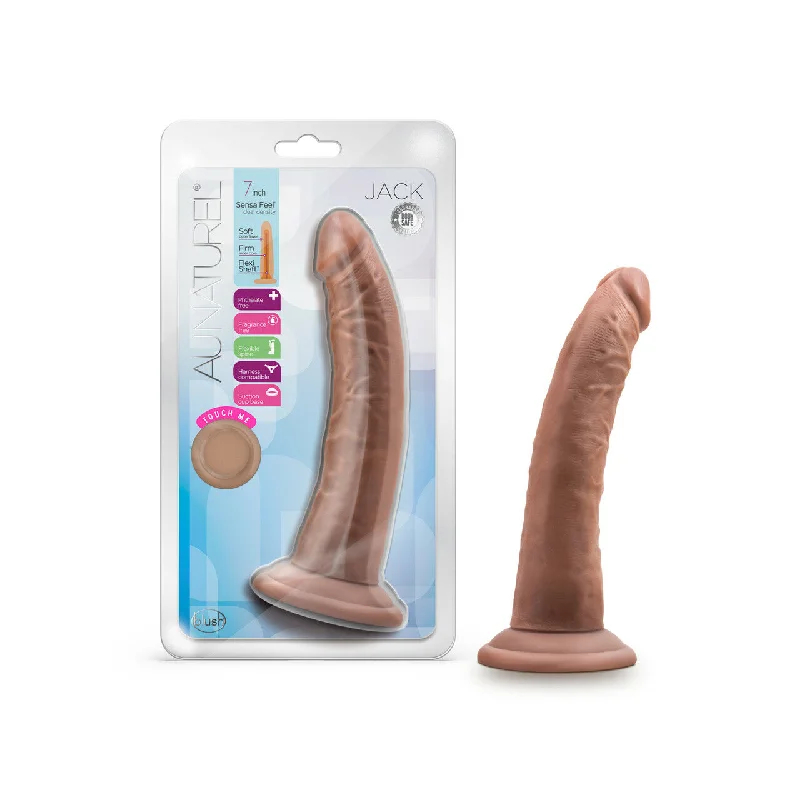 veined silicone straight dildo-Au Naturel Jack 7in Dildo Mocha