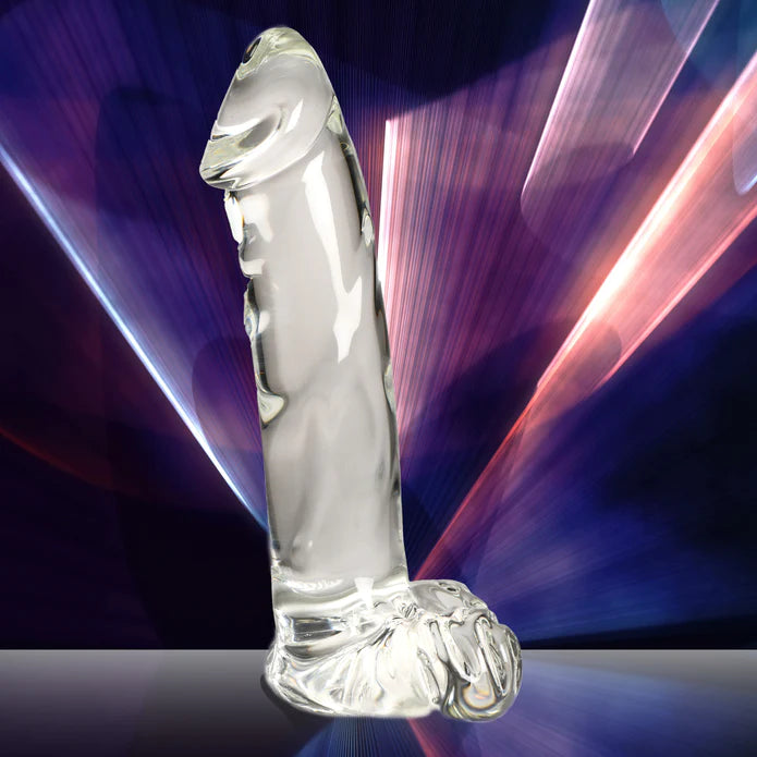 thick rubber silver dildo-Pleasure Crystals 7.1" Glass Dildo W/ Balls