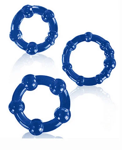 cock ring with quiet joy-Stay Hard Beaded Cock Rings - 3 Pack - Blue