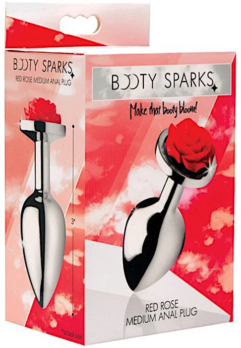 Comfy anal toys styles-Booty Sparks ''Red Rose'' Plug -Med