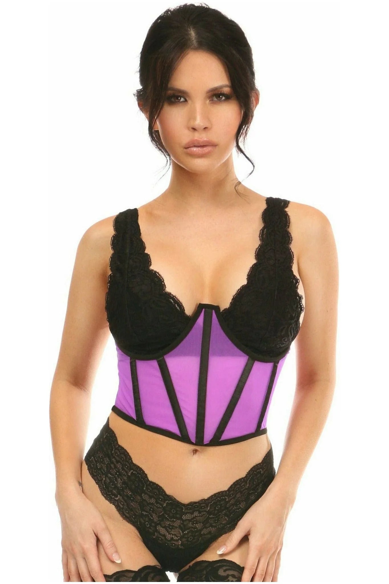 corset for cardio workout-Sheer Mesh Underbust Corset