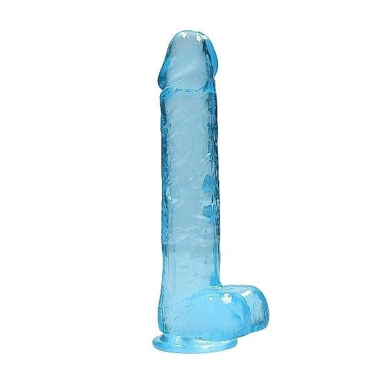 firm rubber silver dildo-Realrock 9in Realistic Dildo W- Balls Blue