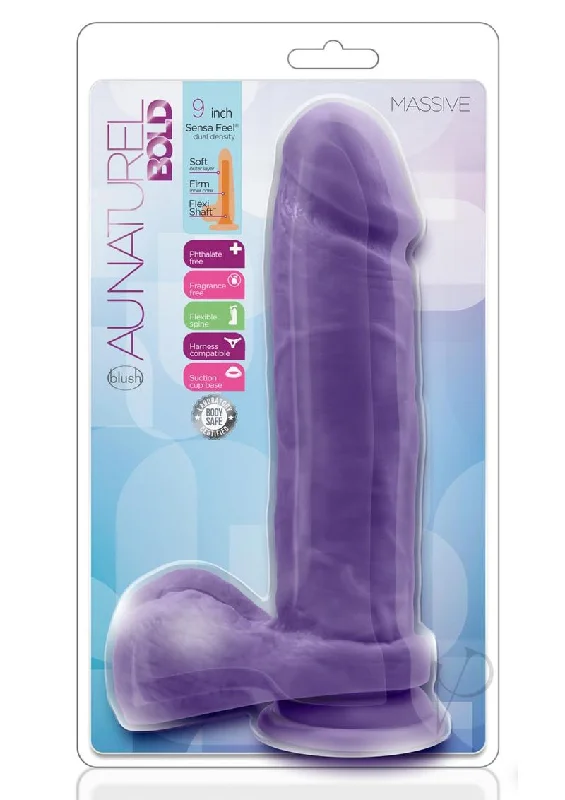 lifelike rubber purple dildo-Au Naturel Bold Massive Dildo 9 Purp