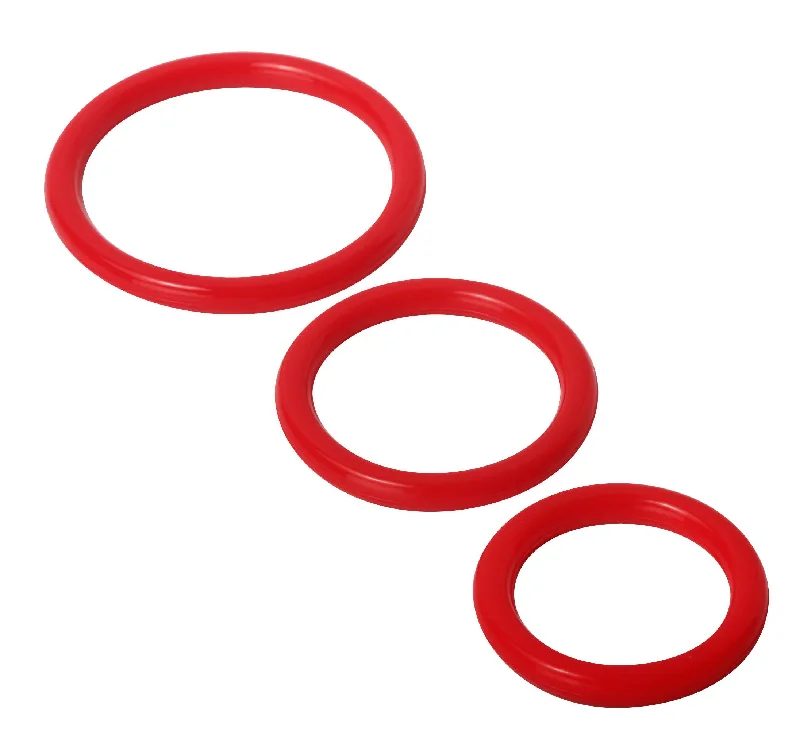 cock ring with wavy vibes-Trinity Silicone Cock Rings - Red