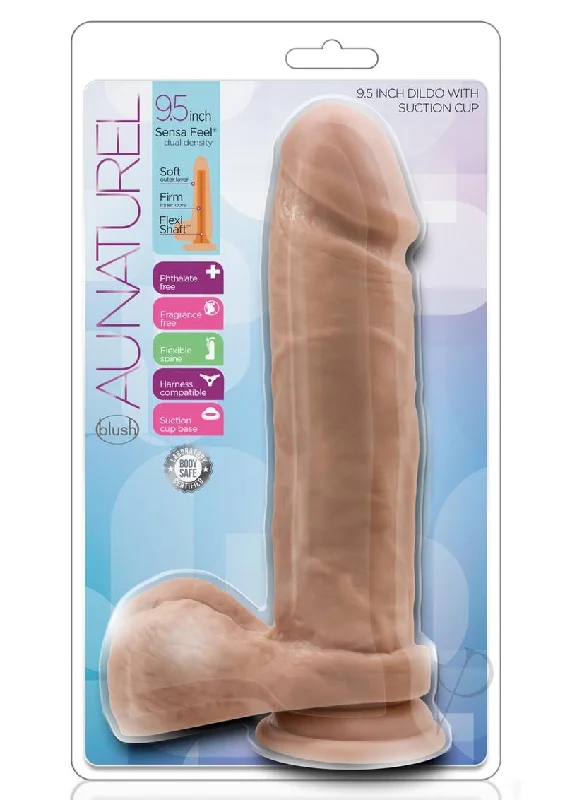 curved rubber red dildo-Au Naturel Dildo With Suction 9.5 Mocha