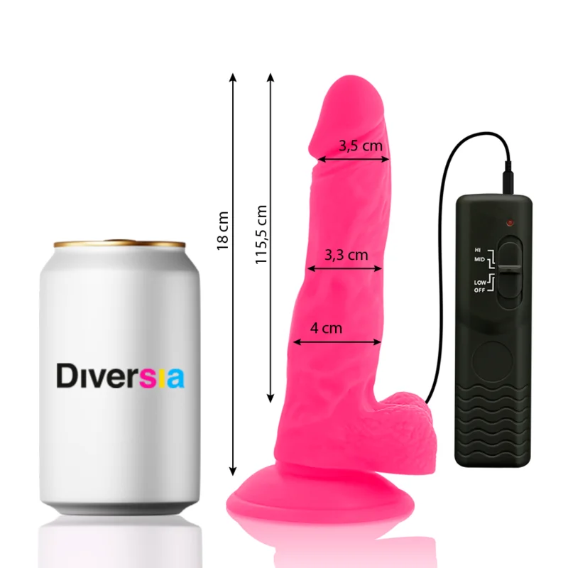 ribbed silicone curved dildo-Diversia - Flexible Vibrating Dildo Pink 18 Cm -O- 4 Cm