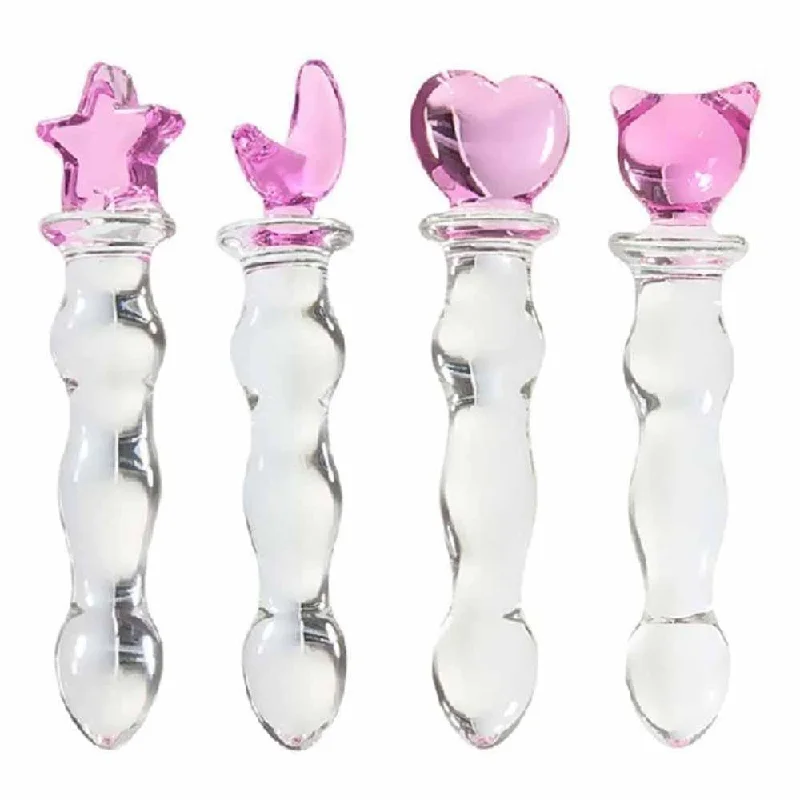 Anal toys with juice pack-Moon And Star Anal Glass Plug Dildo