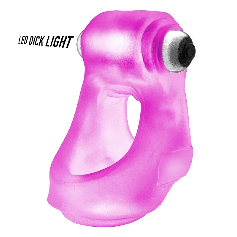 cock ring for lasting performance-Oxballs Glowsling Cocksling Led Pink Ice