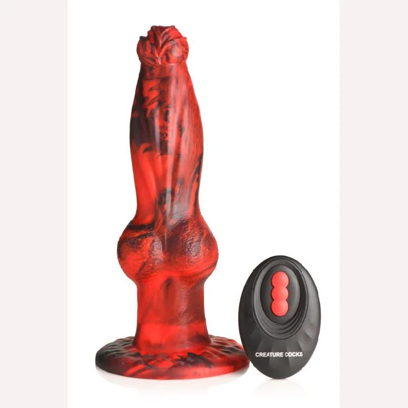 veined rubber smooth dildo-Creature Cocks Hell Wolf Thrusting & Vibrating Silicone Dildo W/ Remote