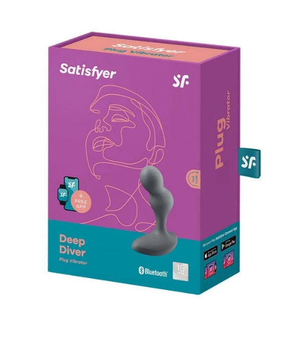 Anal toys for lone thrill-Satisfyer ''Deep Dive'' Vibrating Butt Plug -Grey