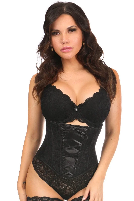 corset dress honey gold-Lavish Black Lace-Up Underbust Corset w/Black Lace