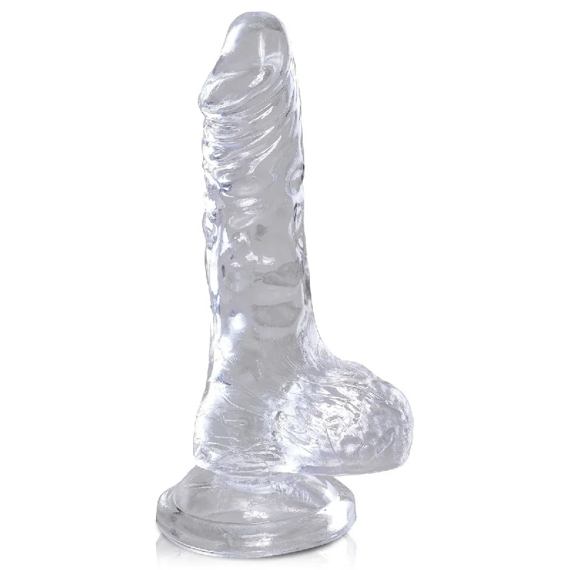 fantasy glass straight dildo-King Cock Clear 4 In Cock W- Balls