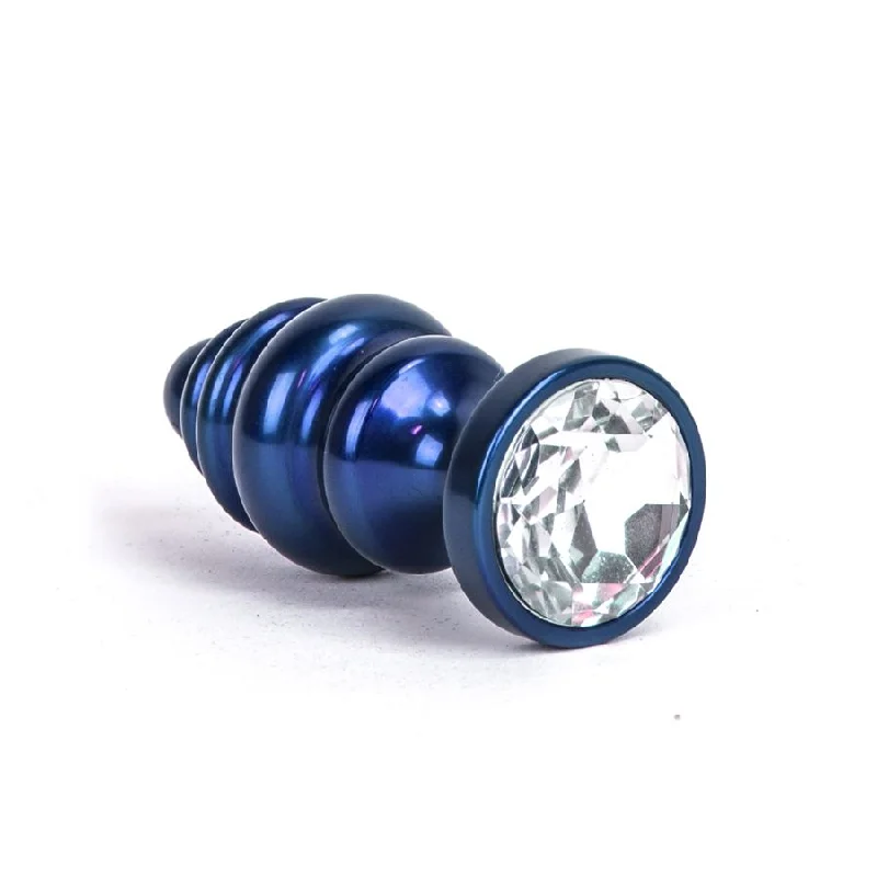 Anal toys for slow calm-Blue Small Spiral Aluminium Anal Plug