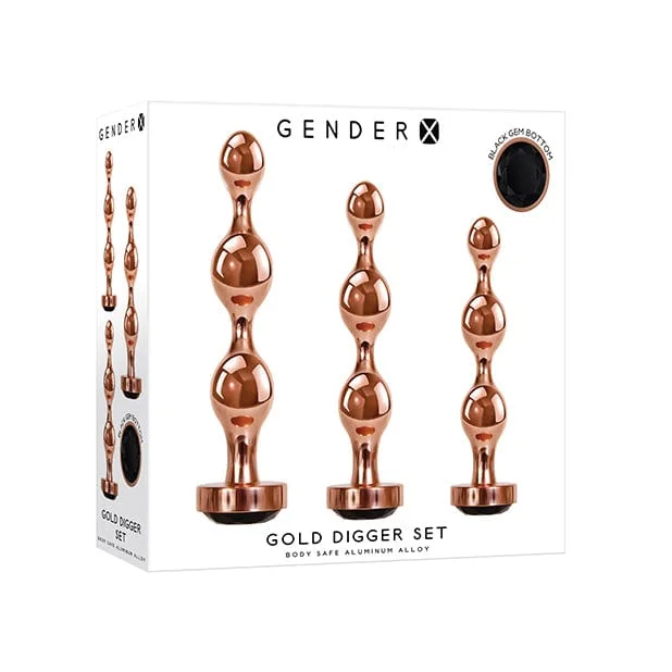 Bendable anal toys ratings-Evolved - Gender X Gold Digger Anal Set (Rose Gold/Black)