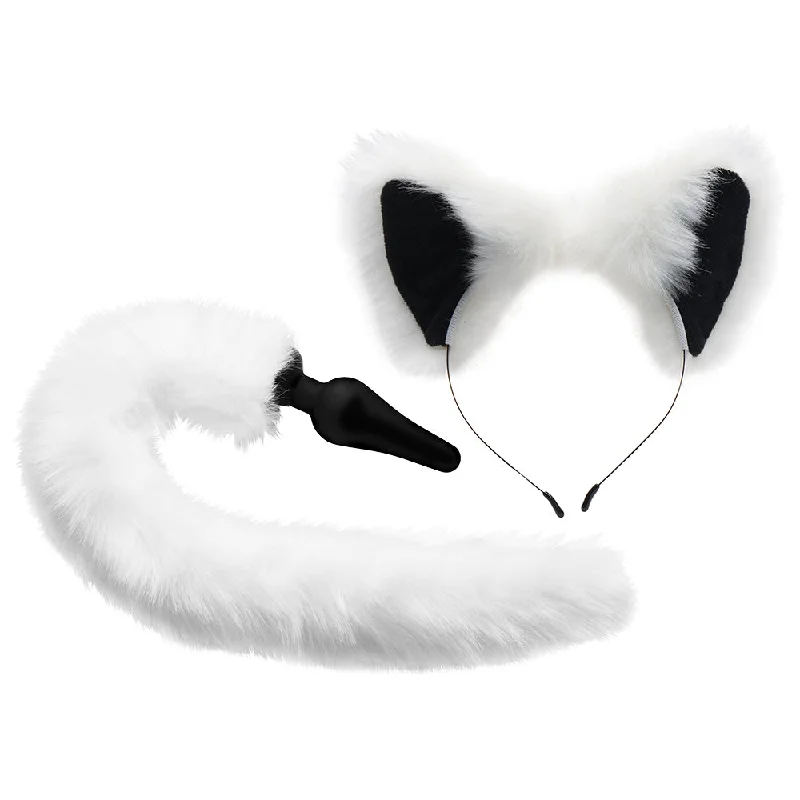 Anal toys with bold joy-Tailz White Fox Tail Anal Plug & Ears Set