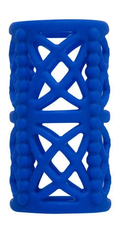 cock ring for shared play-Simply Silicone Cock Cage - Midnight Blue