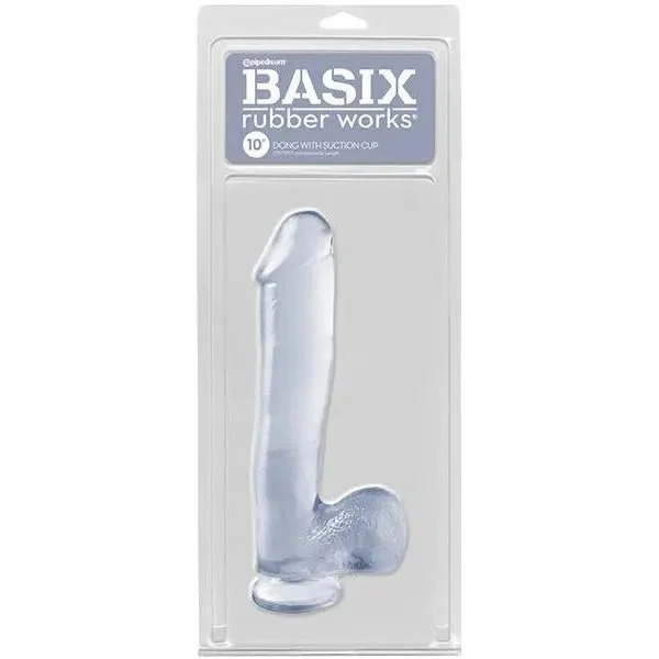 lifelike rubber red dildo-Basix Rubber Works 10" Realistic Dildo with Suction Cup