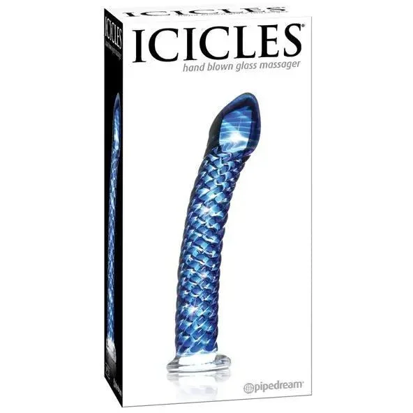 straight rubber ribbed dildo-Icicles No. 29 Hand Blown Glass