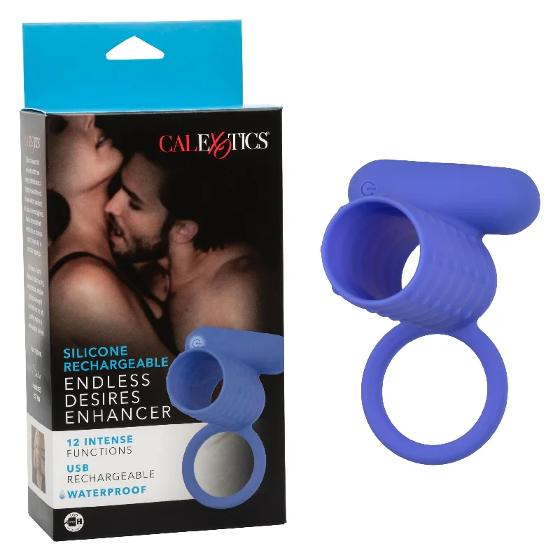 cock ring with bold joy-Silicone Rechargeable Endless Desires Enhancer -  Blue