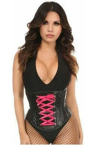 corset with side panels-Lavish Wet Look Lace-Up Waist Corset