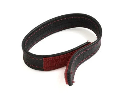 cock ring for entry vibes-Reds Black Leather Velcro Cock Strap - Black