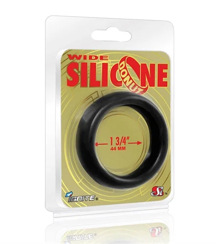 cock ring for couple joy-Wide Silicone Donut - Black - 1.75-Inch Diameter