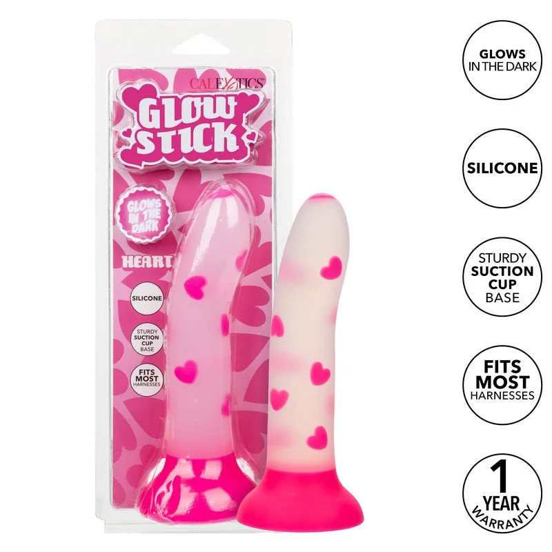 fantasy rubber purple dildo-Glow Stick Heart Dildo 6" by Cal Exotics