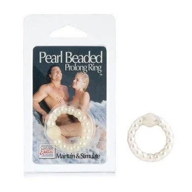 cock ring with gentle fun-Pearl Beaded Prolong Ring - White