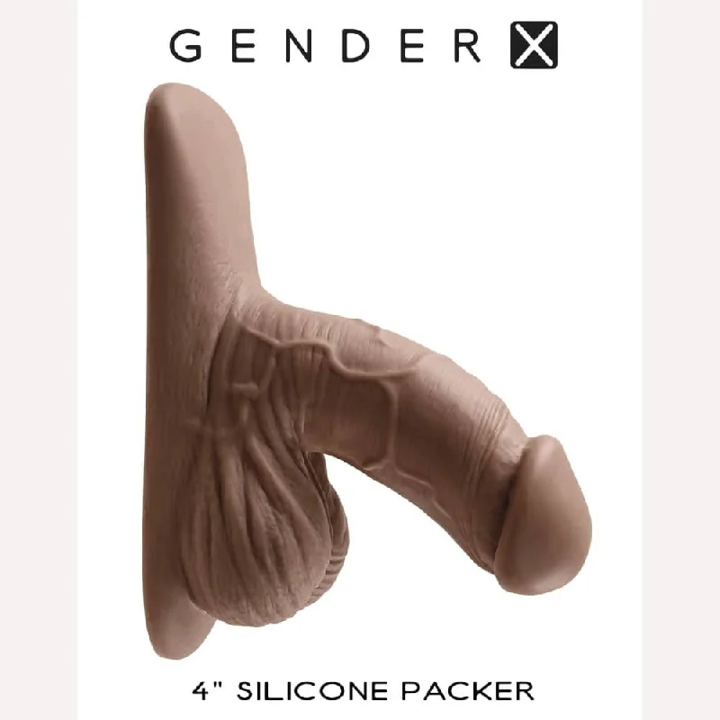 thick rubber violet dildo-Gender X 4in Silicone Packer Dark