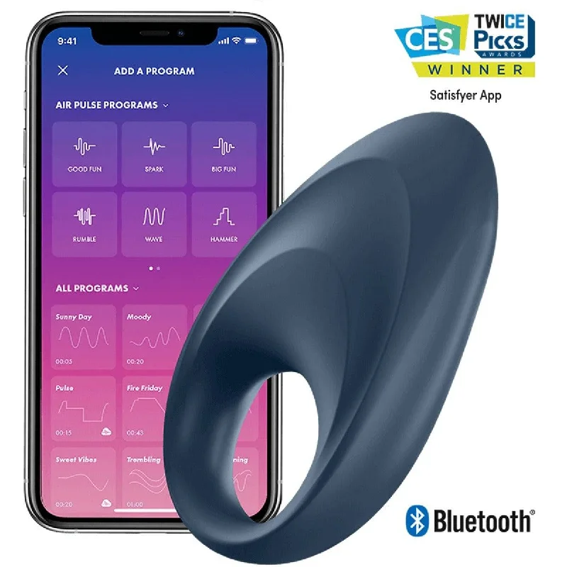 cock ring for firm fun-Satisfyer Mighty One Ring Vibrator Blue