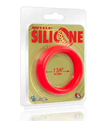 cock ring for first fun-Wide Silicone Donut - Red - 1.75-Inch Diameter