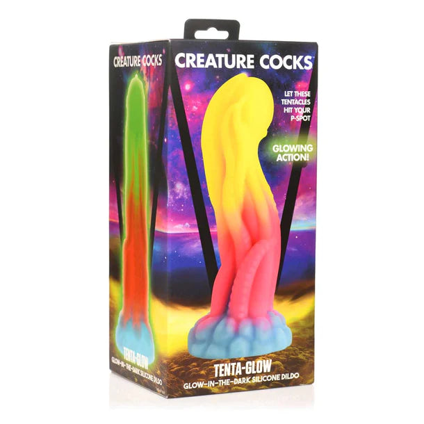 small glass purple dildo-Tenta Glow Creature Cocks Dildo by XR